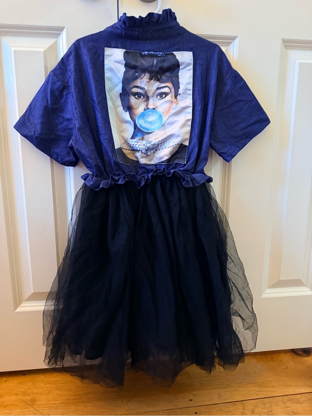 Lola + The Boys Navy Top with Black Tulle Skirt and Portrait Print